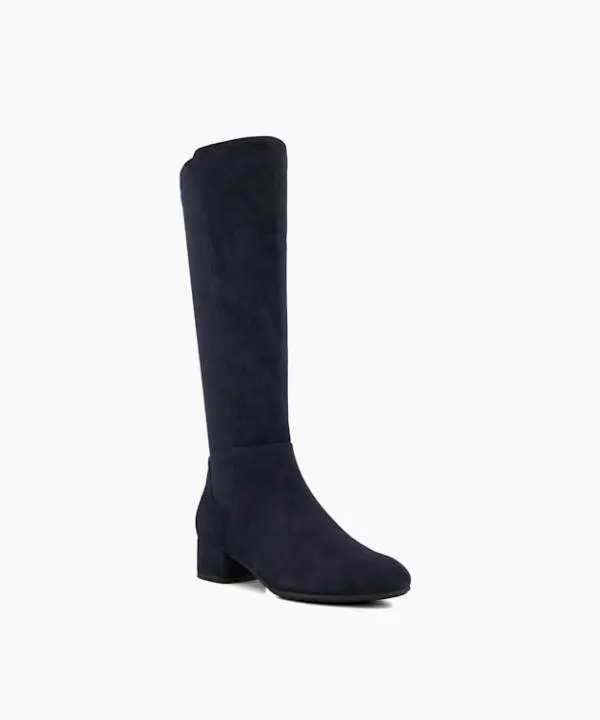 Dune London Knee High Boots Tayla Navy StretchSuede KneeHigh Boots Dune London Blue 8211 Women