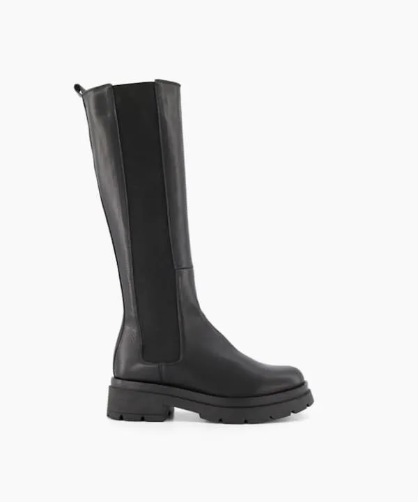 Dune London Knee High Boots Tempas Black ChunkySole Leather KneeHigh Boots Dune London Black 8211 Women Dune London Knee High Boots Tempas Black ChunkySole Leather KneeHigh Boots Dune London Black 8211 Women