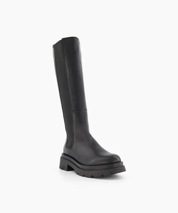 Dune London Knee High Boots Tempas Black ChunkySole Leather KneeHigh Boots Dune London Black 8211 Women