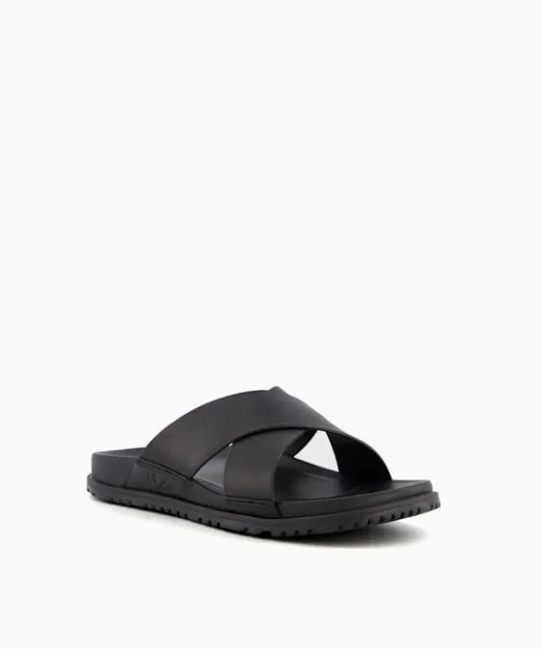 Dune London Leather Sandals Wainscott Slide Black Leather Slider Sandals Dune London Black 8211 Men