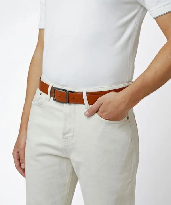 Dune London Purses Opra Tan Reversible Leather Belt Dune London Brown 8211 Men