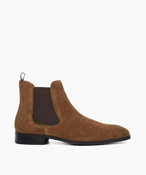 Dune London Smart Boots Mandatory Brown Wide Fit Leather Chelsea Boots Dune London Brown 8211 Men