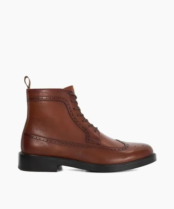 Dune London Smart Boots Marlon Tan Brogue Detail Lace Up Formal Boots Dune London Brown 8211 Men