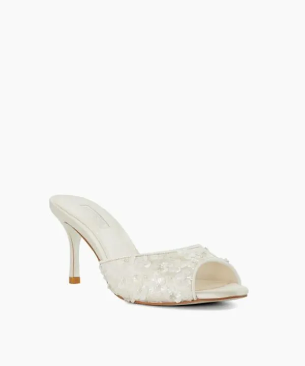 Dune London Wedding Shoes Minimoon Ivory Sequined Embellished Wedding Mules Dune London White 8211 Women