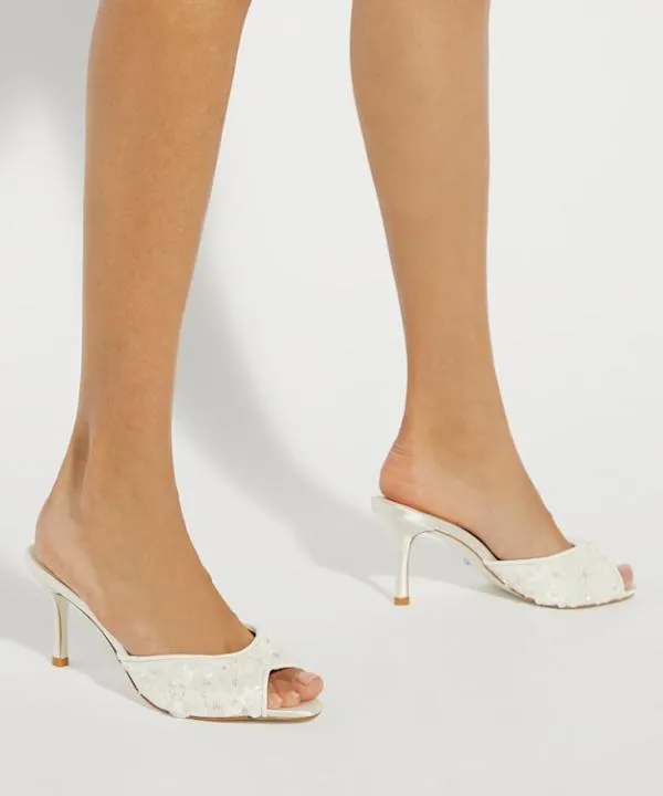 Dune London Wedding Shoes Minimoon Ivory Sequined Embellished Wedding Mules Dune London White 8211 Women