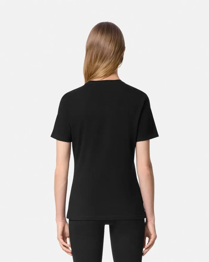 Embellished Medusa TShirt Black Women Versace TShirts and Sweatshirts