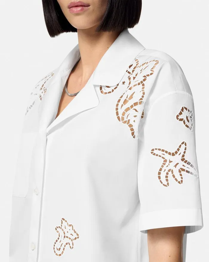 Embroidered Sangallo Shirt White Women Versace Shirts and Tops