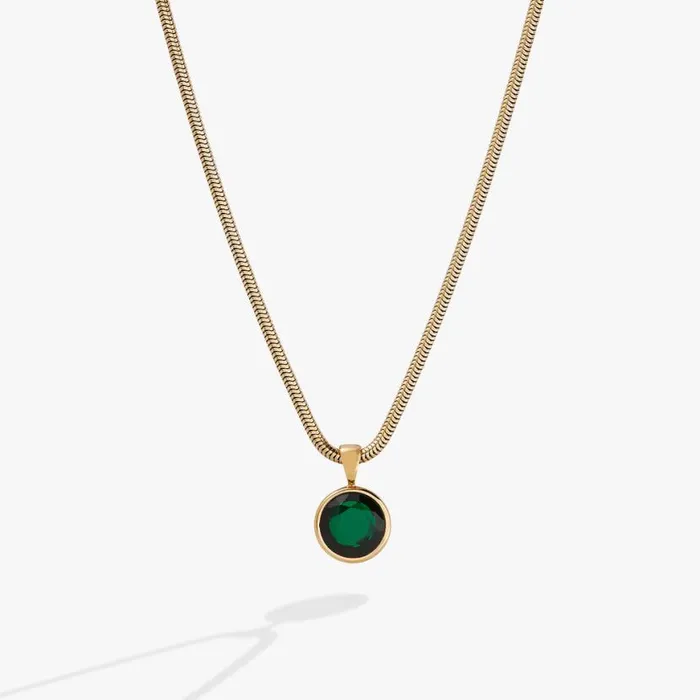 Emerald Crystal Necklace Stainless Steel Gold Women Alex And Ani Fine Jewelry