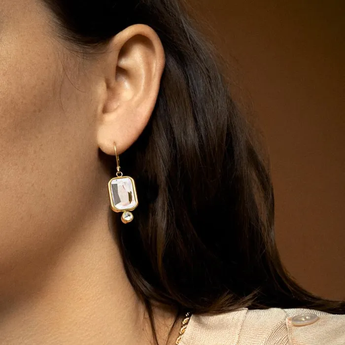 Emerald Cut Crystal Drop Earrings Stainless Steel Gold Women Alex And Ani Earrings Emerald Cut Crystal Drop Earrings Stainless Steel Gold Women Alex And Ani Earrings