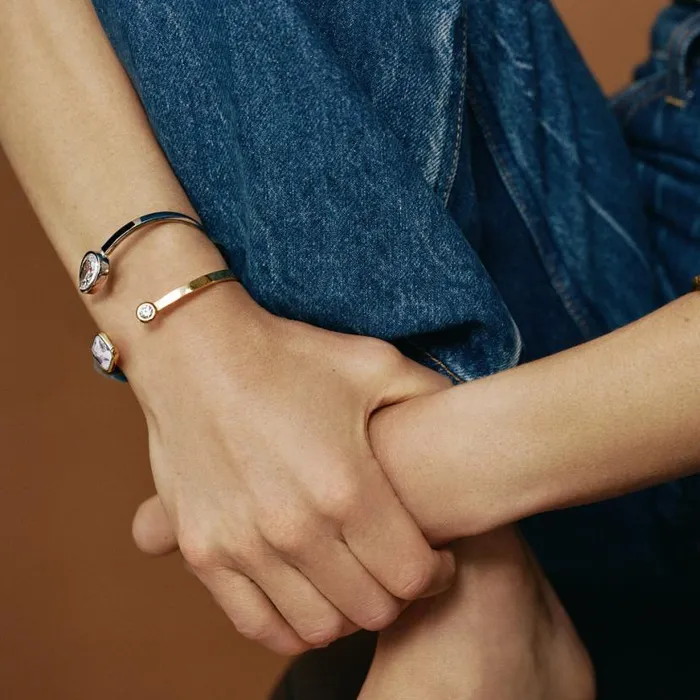 Emerald Cut Crystal Hinge Cuff Bracelet Stainless Steel Gold Women Alex And Ani Fine Jewelry Emerald Cut Crystal Hinge Cuff Bracelet Stainless Steel Gold Women Alex And Ani Fine Jewelry
