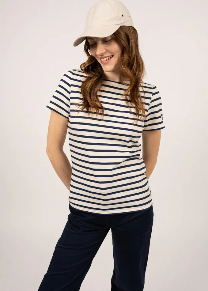 Etrille Ii Nautical Stripe Tee With Short Sleeves Soft Cotton Ecrunavy Women Saint James Breton Striped Shirts