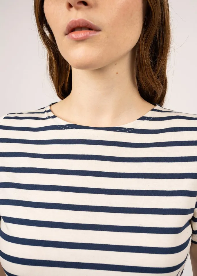 Etrille Ii Nautical Stripe Tee With Short Sleeves Soft Cotton Ecrunavy Women Saint James Breton Striped Shirts