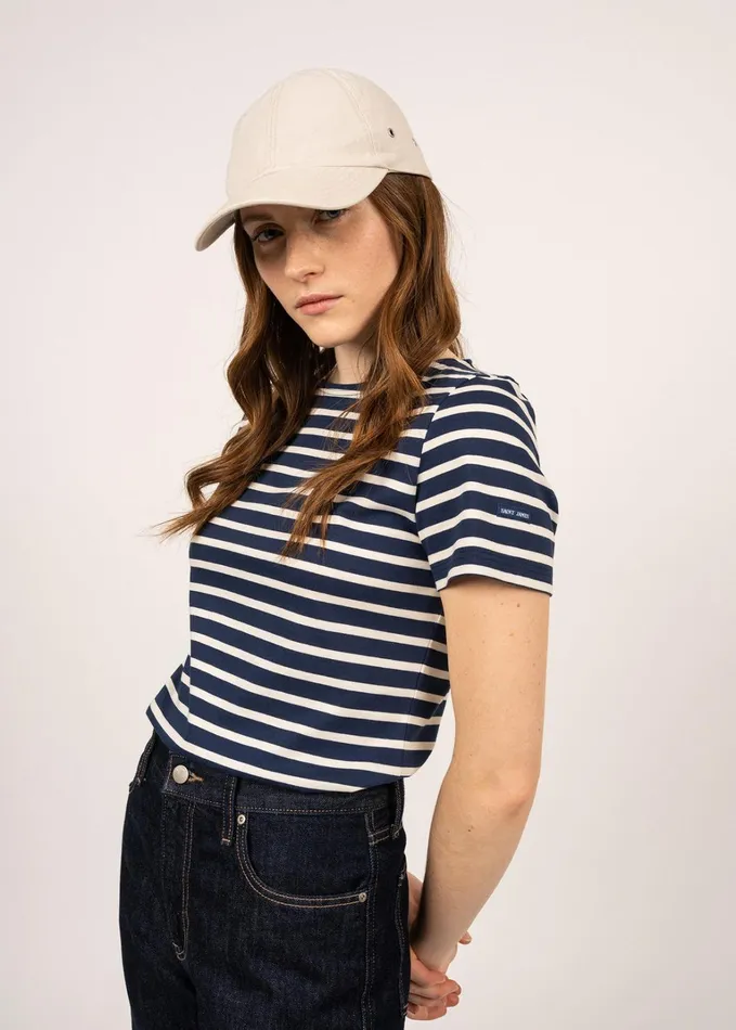 Etrille Nautical Stripe Tee With Short Sleeves Soft Cotton Navyecru Women Saint James Breton Striped Shirts