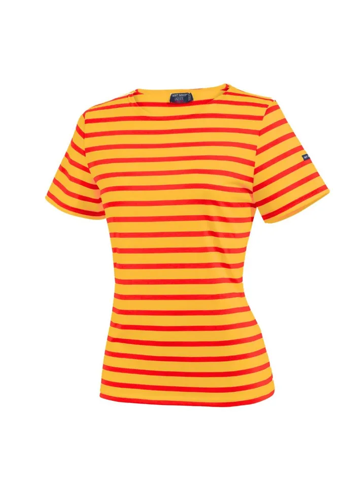 Etrille Nautical Stripe Tee With Short Sleeves Soft Cotton Tangerinepink Women Saint James Breton Striped Shirts Etrille Nautical Stripe Tee With Short Sleeves Soft Cotton Tangerinepink Women Saint James Breton Striped Shirts