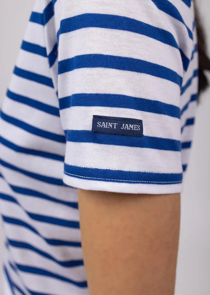Etrille Nautical Stripe Tee With Short Sleeves Soft Cotton Whiteroyalblue Women Saint James Breton Striped Shirts