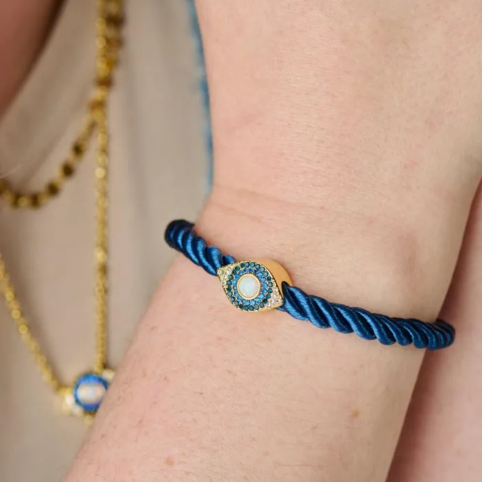 Evil Eye Adjustable Cord Bracelet Gold Women Alex And Ani Strength Protection