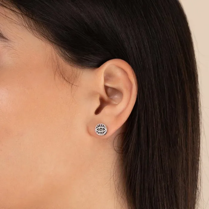 Evil Eye Circle Stud Earrings Rafaelian Silver Women Alex And Ani Earrings
