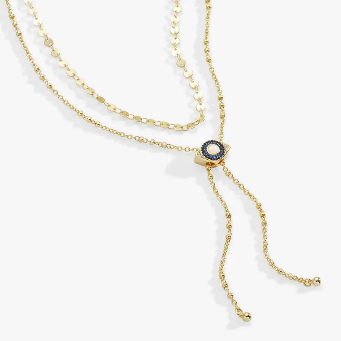 Evil Eye Layered Bolo Necklace Gold Women Alex And Ani Strength Protection