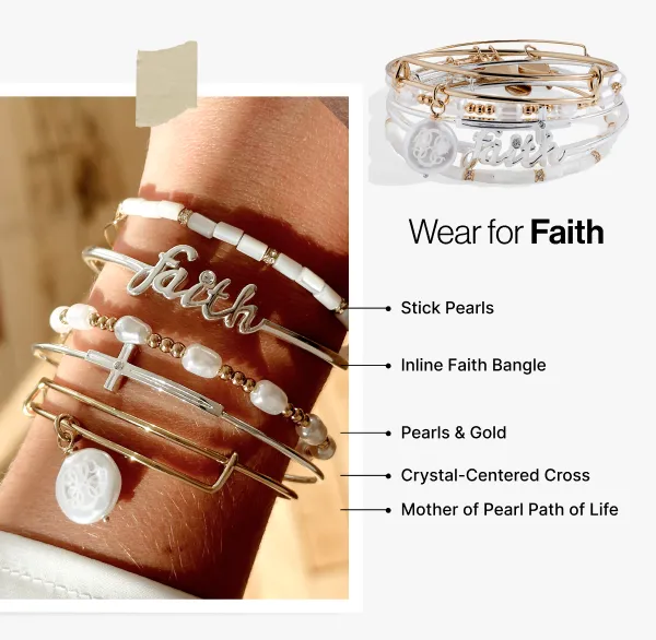 Faith Bracelets Set Of 5 Two Tone Women Alex And Ani Bracelets
