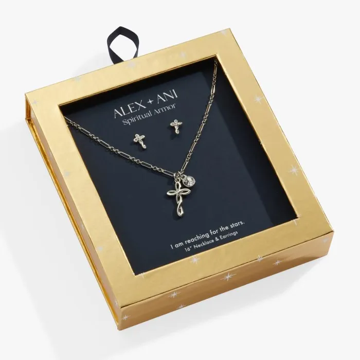 Faith Charm Necklace And Stud Earring Set Silver Women Alex And Ani Jewelry Sets Faith Charm Necklace And Stud Earring Set Silver Women Alex And Ani Jewelry Sets