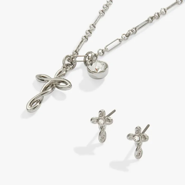 Faith Charm Necklace And Stud Earring Set Silver Women Alex And Ani Necklaces Faith Charm Necklace And Stud Earring Set Silver Women Alex And Ani Necklaces