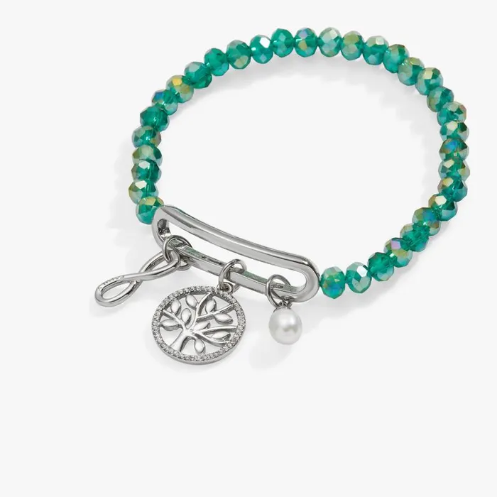 Family Mix Match Charm Stretch Bracelet Silver Women Alex And Ani Luck Prosperity