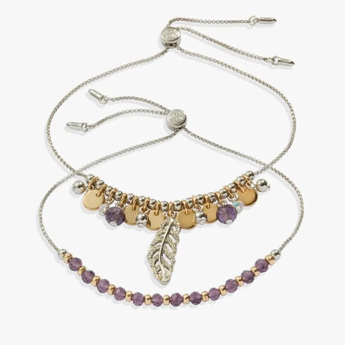 Feather Bolo Bracelet Gift Set Two Tone Women Alex And Ani Faith Hope