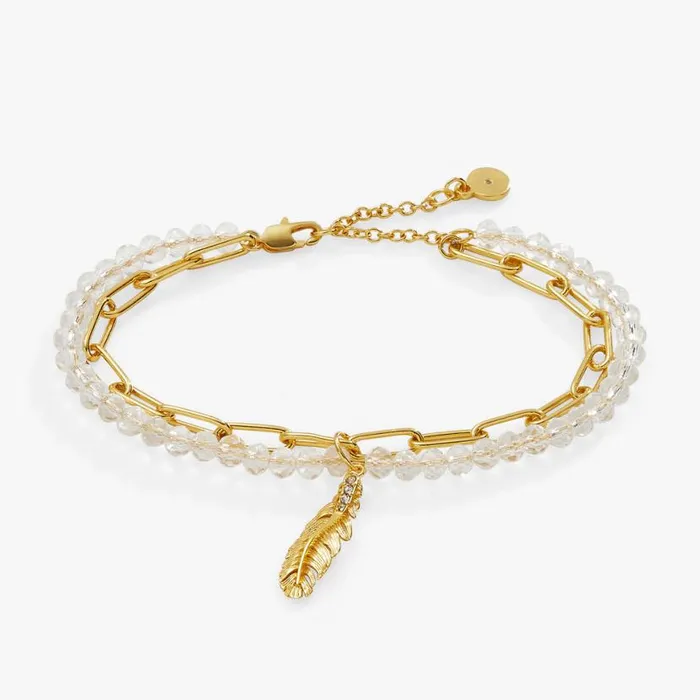 Feather Chain Bracelet Gold Women Alex And Ani Faith Hope