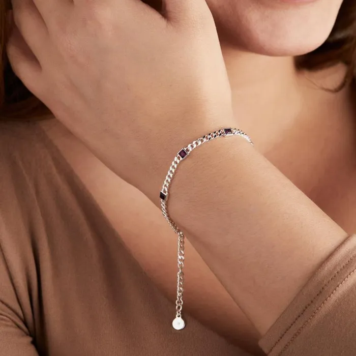 February Birthstone Amethyst Curb Chain Bracelet Silver Women Alex And Ani Bracelets