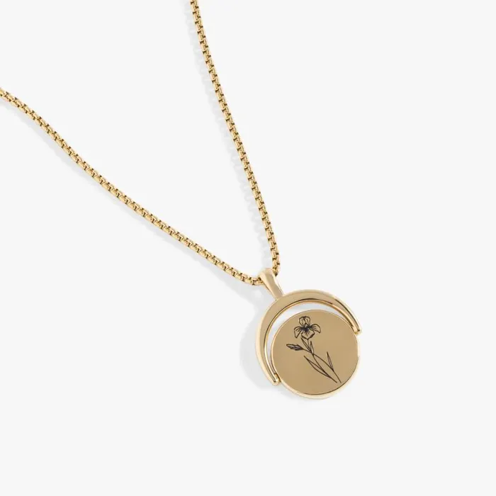 February Birthstone And Flower Flip Charm Necklace Stainless Steel Gold Women Alex And Ani Necklaces February Birthstone And Flower Flip Charm Necklace Stainless Steel Gold Women Alex And Ani Necklaces