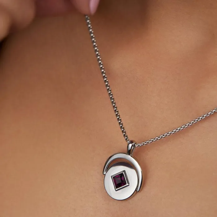 February Birthstone And Flower Flip Charm Necklace Stainless Steel Gold Women Alex And Ani Necklaces February Birthstone And Flower Flip Charm Necklace Stainless Steel Gold Women Alex And Ani Necklaces