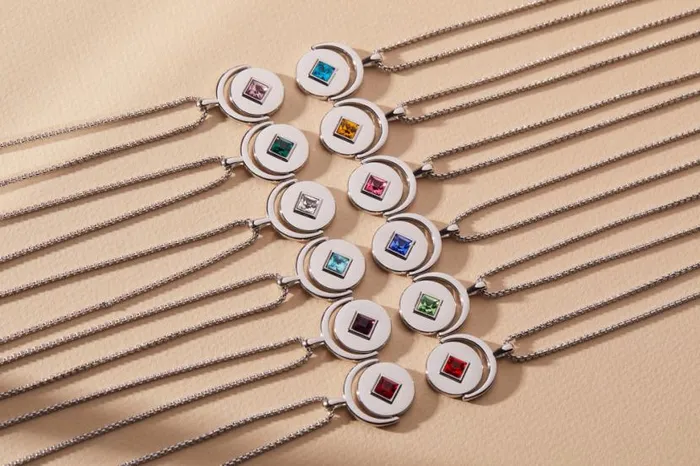 February Birthstone And Flower Flip Charm Necklace Stainless Steel Gold Women Alex And Ani Necklaces February Birthstone And Flower Flip Charm Necklace Stainless Steel Gold Women Alex And Ani Necklaces