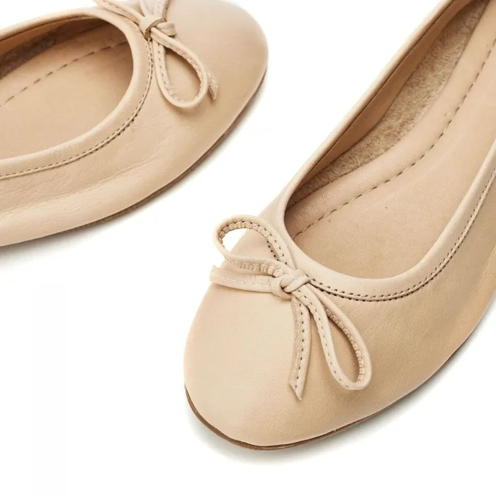 Flat And Ballerina Shoes Women Moda In Pelle Bsoleful BButterfly Beige Leather