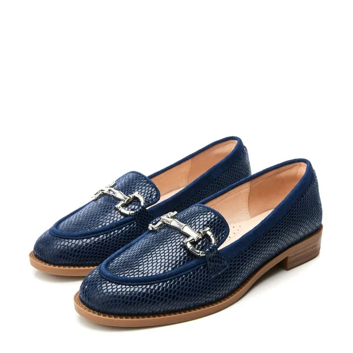 Flat And Ballerina Shoes Women Moda In Pelle Franzie Navy Textile