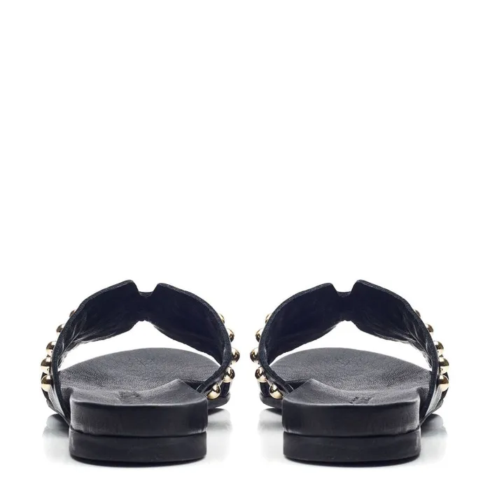 Flat Sandals Women Moda In Pelle Bsoleful BBali Black Leather
