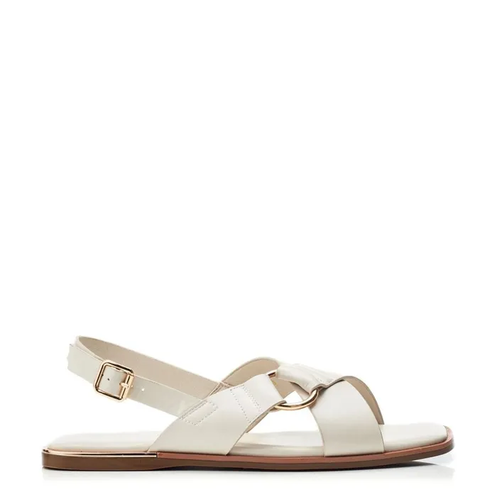Flat Sandals Women Moda In Pelle Novva Off White Porvair