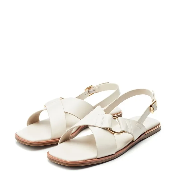 Flat Sandals Women Moda In Pelle Novva Off White Porvair