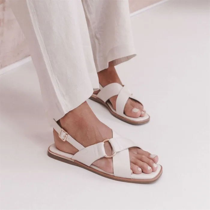 Flat Sandals Women Moda In Pelle Novva Off White Porvair