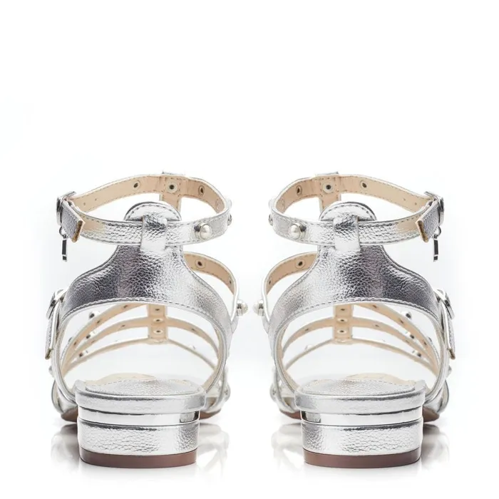 Flat Sandals Women Moda In Pelle Olaino Silver Porvair Flat Sandals Women Moda In Pelle Olaino Silver Porvair