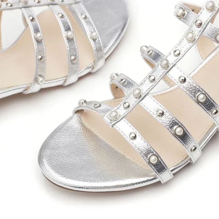 Flat Sandals Women Moda In Pelle Olaino Silver Porvair Flat Sandals Women Moda In Pelle Olaino Silver Porvair