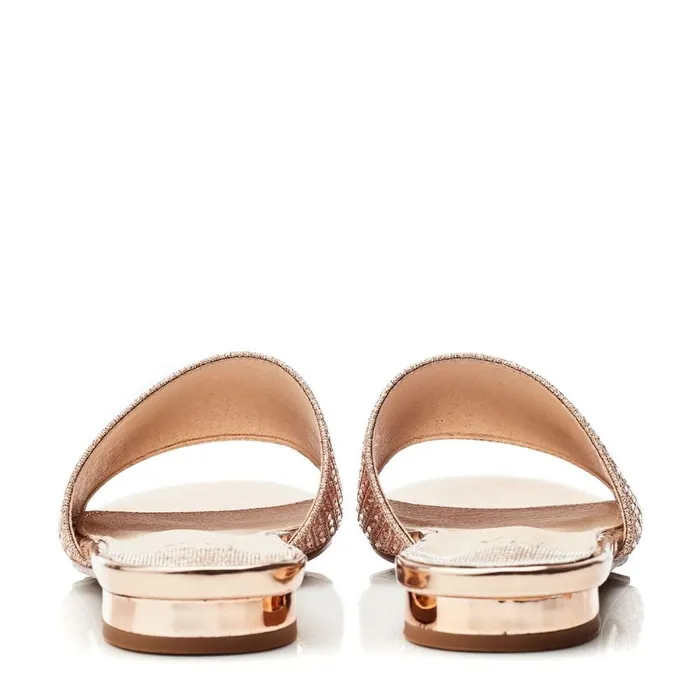 Flat Sandals Women Moda In Pelle Omiley Rose Gold Textile