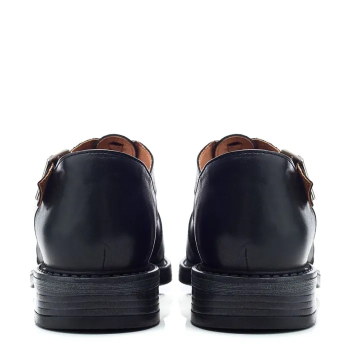 Flat Sandals Women Moda In Pelle Shoon Sh Imari Black Leather
