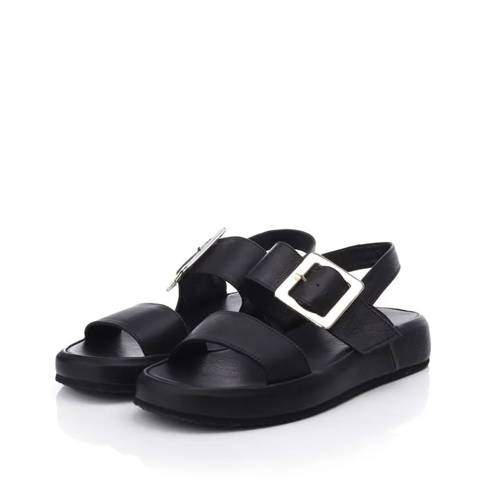 Flatform Sandals Women Moda In Pelle Bsoleful BForce Black Leather