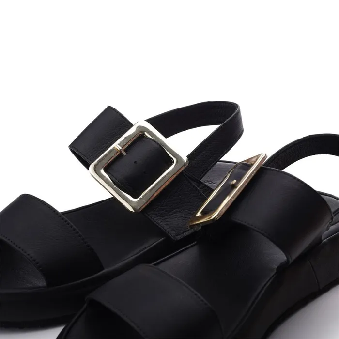 Flatform Sandals Women Moda In Pelle Bsoleful BForce Black Leather