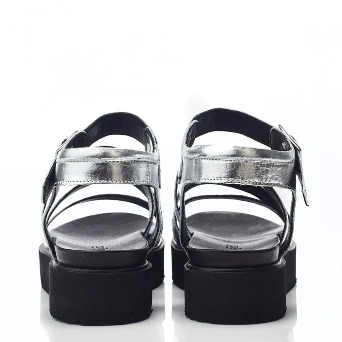 Flatform Sandals Women Moda In Pelle Bsoleful BRocker Silver Leather