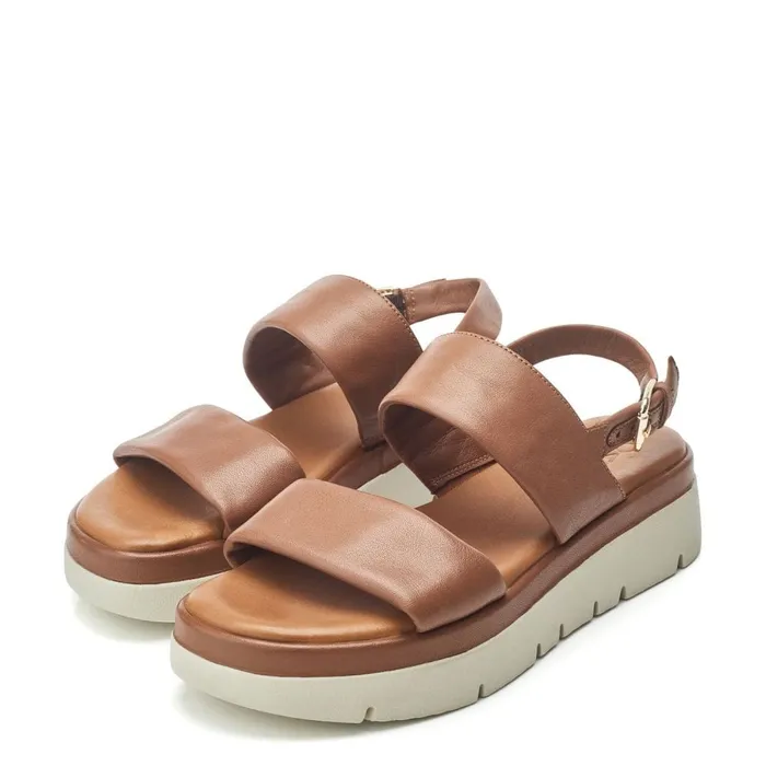 Flatform Sandals Women Moda In Pelle Netty Tan Leather
