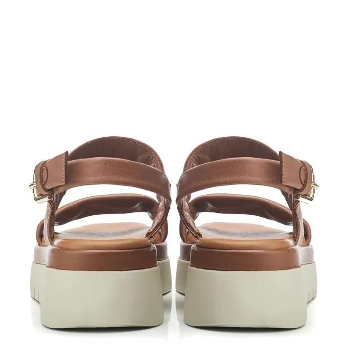 Flatform Sandals Women Moda In Pelle Netty Tan Leather