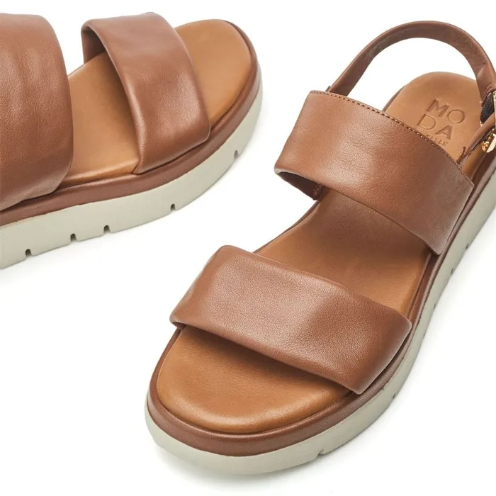 Flatform Sandals Women Moda In Pelle Netty Tan Leather