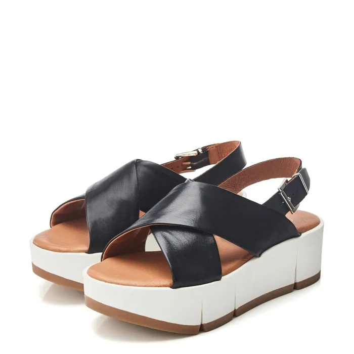 Flatform Sandals Women Moda In Pelle Ritika Black Leather
