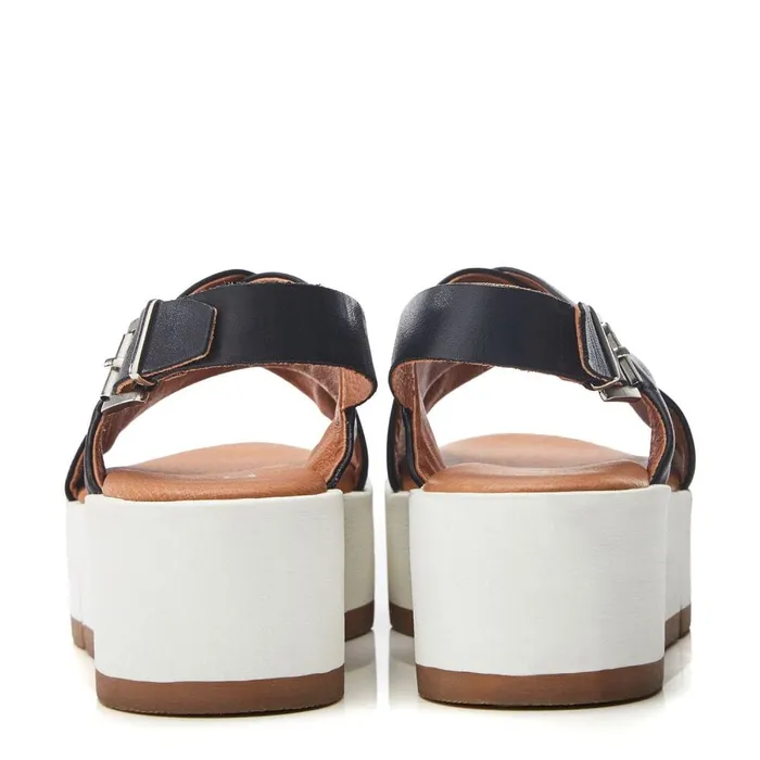 Flatform Sandals Women Moda In Pelle Ritika Black Leather